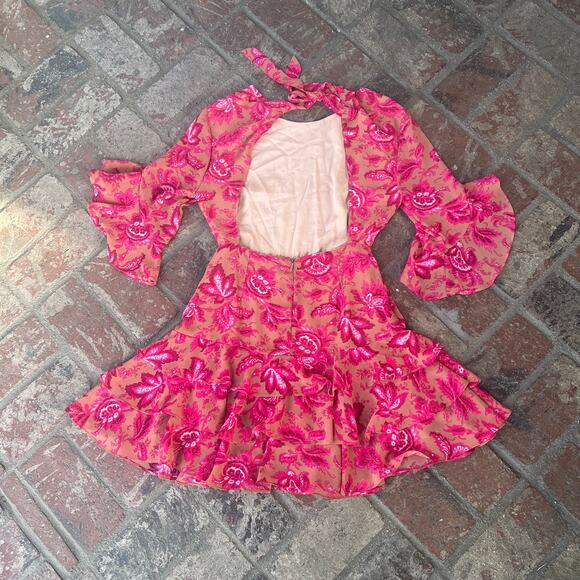Sundae Muse Pink Floral Open Back Dress Size 6 - Picture 3 of 3